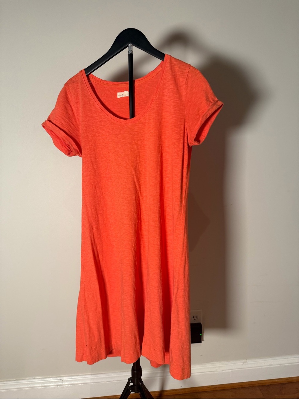 Lou & Grey Short-Sleeve Mini Dress in Bright Orange